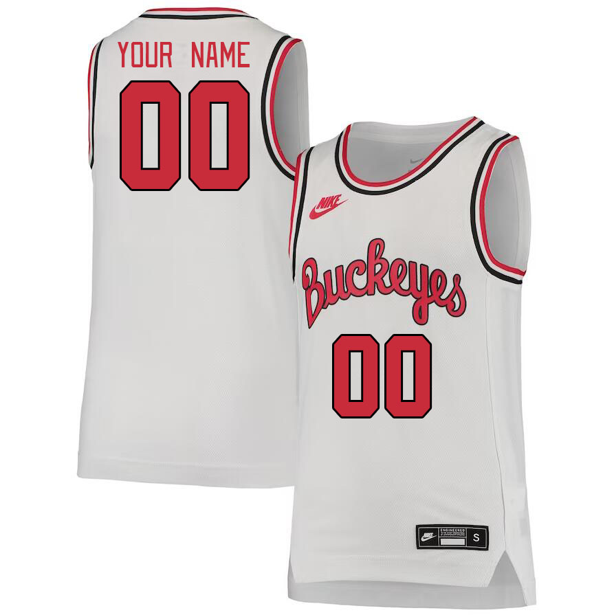 Custom Ohio State Buckeyes Name And Number College Basketball Jerseys Stitched-Retro White